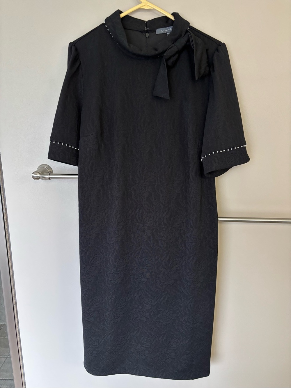 julia jordan Black Tie-Neck Midi Dress with Stud Trim NWT